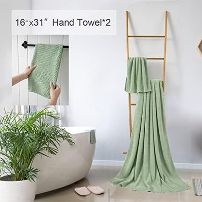 Hand Towels Set 2 Pack-16“x31”,Ultra Soft Microfibers Bathroom Towel Set Highly Absorbent Quick Dry Luxury Premium Towel Lightweight Durable Hand Towel Collection for Hotel Spa Gym Kitchen,Green