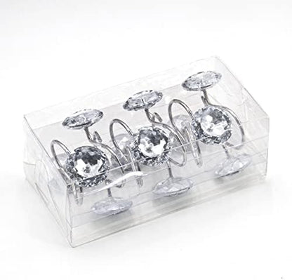 Crystal Diamond Round Shower Curtain Hooks Rings for Bathroom,Clear,12PCS