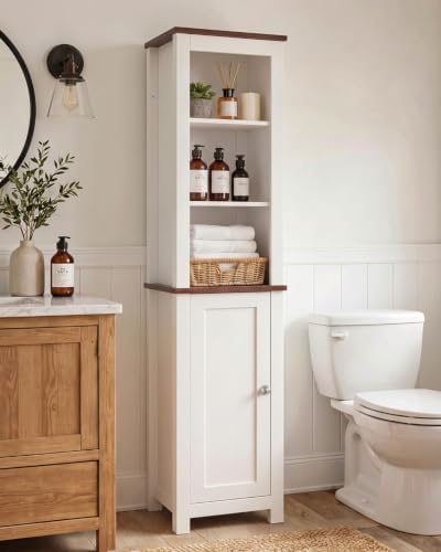 66'' Tall Bathroom Storage Cabinet, Modern Farmhouse Storage Cabinets with Adjustable Shelves & Anti-Tip Design Floor Narrow Cabinet for Bathroom, Living Room, Entryway, Kitchen