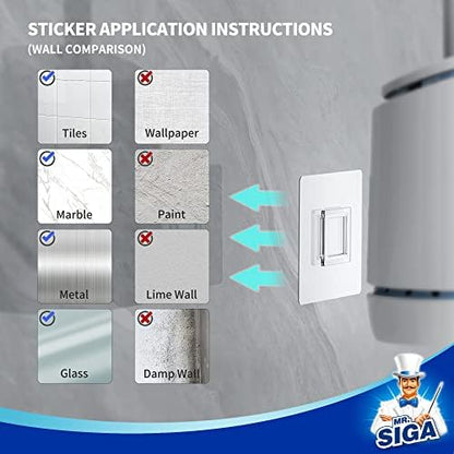 MR.SIGA Toilet Bowl Brush and Holder, Wall Mounted Toilet Brush, White