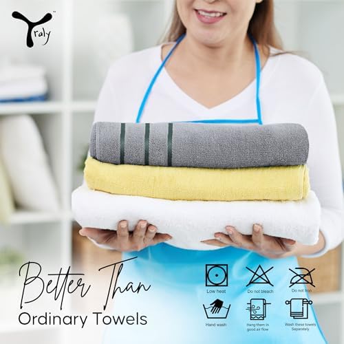 Luxury Hand Towels for Bathroom Set of 4 (16 x 28 Inch) Soft & Absorbent 600GSM Ring Spun Cotton Hand Towel Sets for Bathroom, Gym, Hotel and Spa - Viscose Stripe