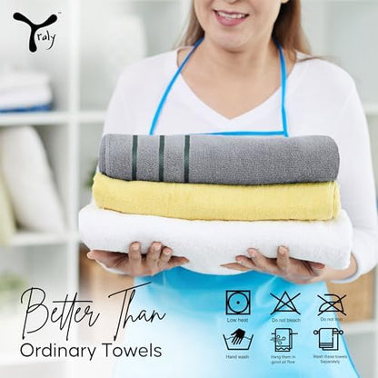 Luxury Hand Towels for Bathroom Set of 4 (16 x 28 Inch) Soft & Absorbent 600GSM Ring Spun Cotton Hand Towel Sets for Bathroom, Gym, Hotel and Spa - Viscose Stripe