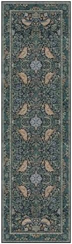 Hazo Haus Boho Blue 2x7 Extra Long Runners for Large Kitchen - Vintage Floral Runner Rug for Bathroom, Hallway, Laundry Room, Bedroom, Entrance, Washable Non Slip Low Pile