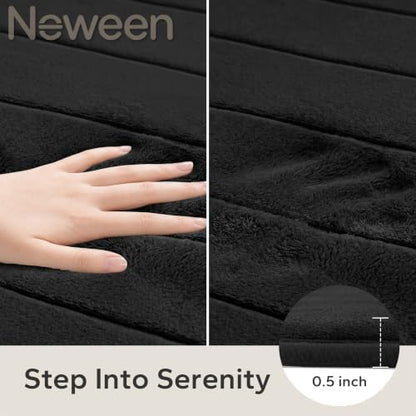 Neween Bathroom Rugs Set 2 Piece, Absorbent Memory Foam Bath Mat, Black