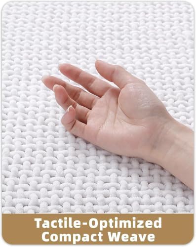 Color&Geometry 16"x24" Chenille Small Bathroom Rugs Upgraded Denser,White
