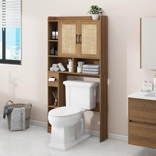 Vabches Over The Toilet Storage Cabinet with 2 Barn Doors, Oak