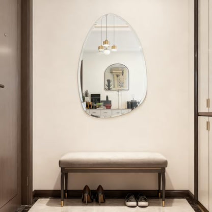 Teardrop Frameless Wall Mirror, 20x28 Inch,Beveled Edge Bathroom Mirror