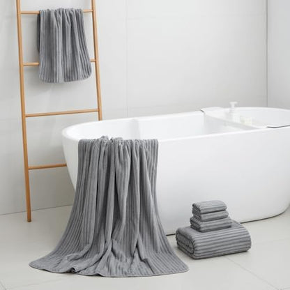 2 Piece Bath Sheets, 40"x80" Microfiber Bath Towels, Grey