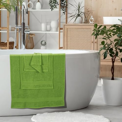 Belizzi Home Ultra Soft 6 Pack Cotton Towel Set, Contains 2 Bath Towels 28x55 inch, 2 Hand Towels 16x24 inch & 2 Wash Coths 12x12 inch, Ideal for Everyday use, Compact & Lightweight - Kiwi Green