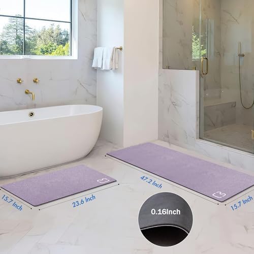 Bathroom Rugs and Mats Set 2 Piece Diatomaceous Earth Bath Mat,Lavender