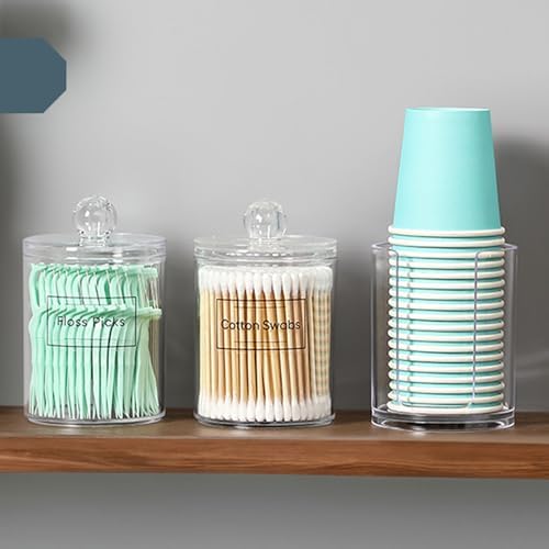 4 Pcs Acrylic Qtip Holder Dispenser for Cotton Swabs, Balls, Floss Picks