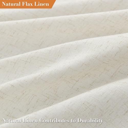 Nanspring Extra Long Cream Boho Linen Shower Curtain 84 Inches Vintage Country Cute Tassel Shower Curtains Set with Hooks for Bathroom Modern Farmhouse Cloth Shower Curtain Waterproof 72x84, Natural