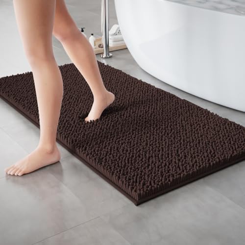 RUN HELIX Bathroom Rugs Set Non Slip 2 Piece Bath Rugs Extra Soft Chenille Bathroom Mats Bath Mat Set,Absorbent Shaggy Rugs Perfect Plush Mats Small Rug