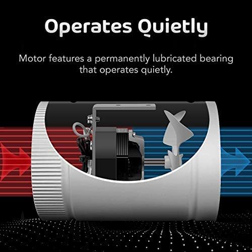 iPower Inline Booster Duct Fan 4'' Low Noise and Flexible Aluminum Ducting 8 Feet for HVAC Exhaust Ventilation, Attic, Basement, Bathroom and Kitchen