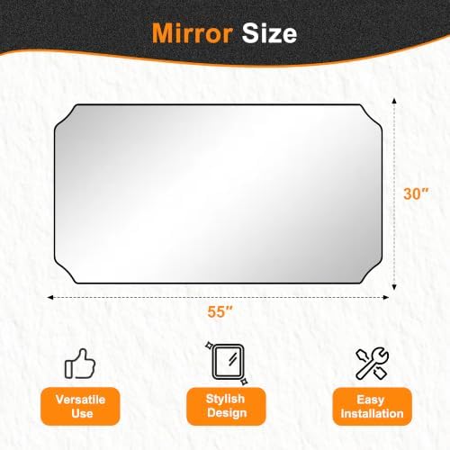 Delma Bathroom Vanity Mirror, Black Framed Aluminum Bathroom Mirror for Over Sink, Scalloped Round Corner Wall Mirror, High-Definition Vanity Mirror, Hangs Horizontally or Vertically (30x55,Black)
