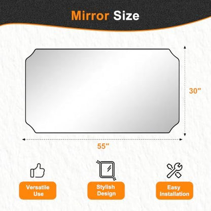 Delma Bathroom Vanity Mirror, Black Framed Aluminum Bathroom Mirror for Over Sink, Scalloped Round Corner Wall Mirror, High-Definition Vanity Mirror, Hangs Horizontally or Vertically (30x55,Black)