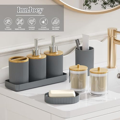 10PC Bathroom Accessories Set, Grey Bathroom Decor Accessory Sets