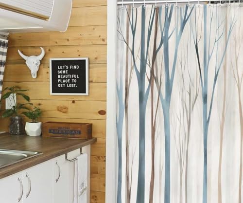 Tree Shower Curtain 47x64 Inch, Modern Minimalist Forest Bathroom Decor