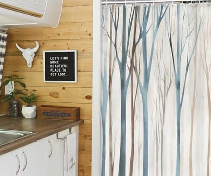 Tree Shower Curtain 47x64 Inch, Modern Minimalist Forest Bathroom Decor
