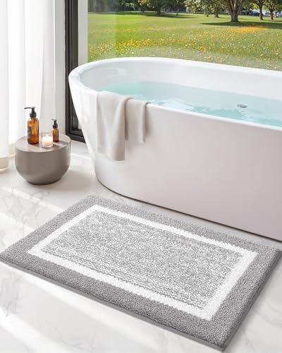 Color&Geometry 16"x24" Small Bath Mats for Bathroom Simple and Stylish,Gray