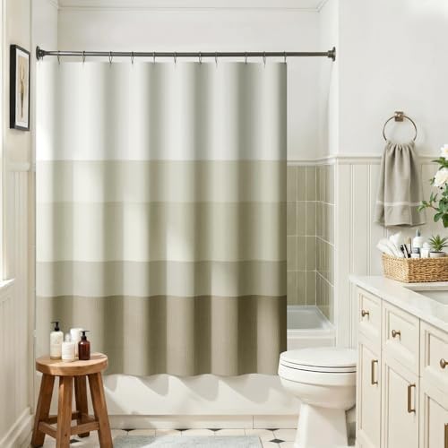 jinchan Ombre Wood Taupe Shower Curtain for Bathroom 70x60 Inch 12 Hooks