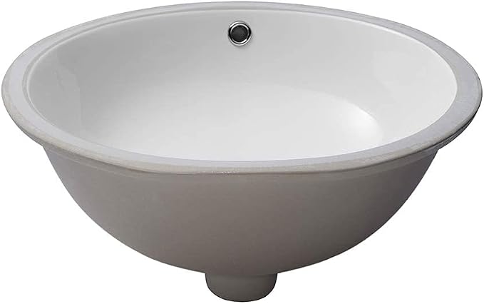 Lordear Undermount Bathroom Sink 19x16 Inch Bathroom Vanity Sink Undermount Round White Porcelain Ceramic Bathroom Under Counter Lavatory Vanity Sink Basin with Overflow