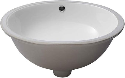 Lordear Undermount Bathroom Sink 19x16 Inch Bathroom Vanity Sink Undermount Round White Porcelain Ceramic Bathroom Under Counter Lavatory Vanity Sink Basin with Overflow