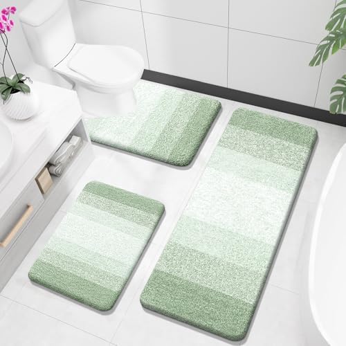 OLANLY Microfiber Bathroom Rugs Sets 3 Piece, 47"x20"+24"x16"+24"x20"
