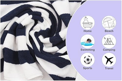 ORIGINAL KIDS 6 Piece Towel Set - 100% Cotton Cabana Stripe Kids Towel Set