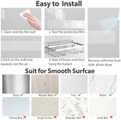 Liuoud 5 Pack Shower Caddy for Inside Shower, Silver Bathroom Storage Decor