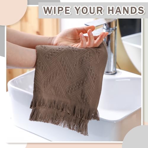 HunnmingRe 4 Pack Boho Hand Towel for Kitchen,Beige, Gray, Curry, Pink