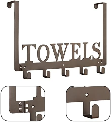 Towel Hooks for Bathroom Over the Door Hooks Wall Mount Rack Holder, Heavy Duty Robe Hooks Hanger for Metal Sandblasted Organizer for Towel Clothes Bag Robe(Coffee)
