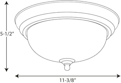 Progress Lighting 1-Light Ceiling Light, Flush Mount Ceiling Light Fixture for Interior Kitchen Lights, Hallway, Bedroom, Living Room, 11-3/8" by 5-1/2", Forged Black, Alabaster Glass Shade