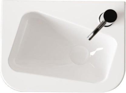 14"x10" Small Bathroom Sink Wall Mount Bathroom Sink Rectangle Ceramic Wash Basin floating Mini Vessel Sink for Bathrooms, Right Hand