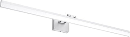 Ralbay 40" Silver Bathroom Vanity Light 24W Adjustable Silver Vanity Lighting Modern LED Bathroom Vanity Light Fixtures Over Mirror (6000K Cool White Light)