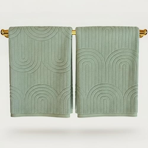 Decorative Hand Towels Set of 2 - Soft Boho Cotton for Bathroom or Kitchen