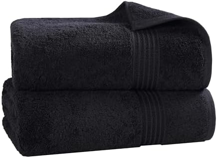 Superior Egyptian Cotton 2-Piece Bath Sheet Towel Set, Oversized Body Towels For Adults And Kids, Large Towel For Bath, Shower, Guest Bathroom, Spa, Gym, Resort, Essentials, Airbnb, Black