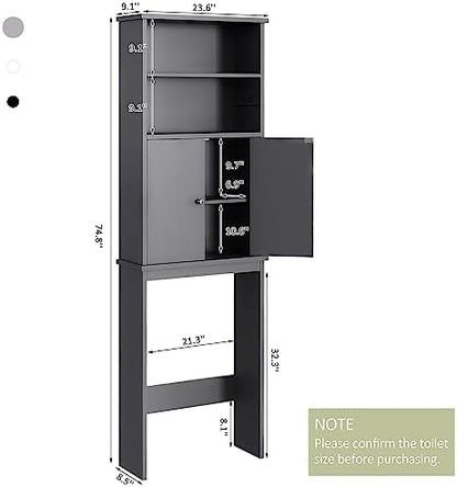 Over the Toilet Storage Cabinet, 75 in Bathroom Cabinet, Grey