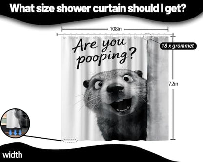 Extra Long Shower Curtain Gray Otter Clawfoot Tub, 108 x 72 in