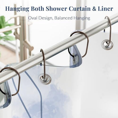 Bathway Shower Curtain Rings, Shower Curtain Hooks Bronze Curtain Rings 12 Pcs Anti-Drop Shower Rings for Curtain, Metal Shower Curtain Rings Rust Proof, Shower Hooks for Shower Curtain Rod