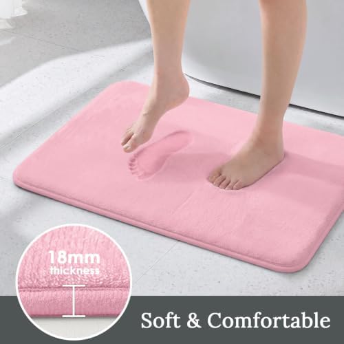 HUXMEYSON 3-Piece Memory Foam Bathroom Rug Set, Rose Pink