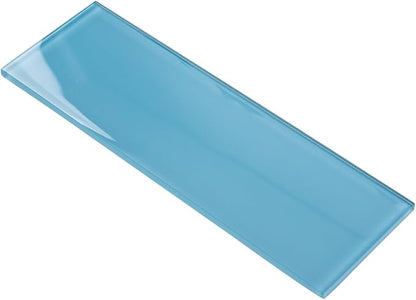 Blue Glass Subway Tile, Glass for Bathroom Kitchen Shower Backsplash Wall, 4 x 12 Inches, 4 Sq.Ft.
