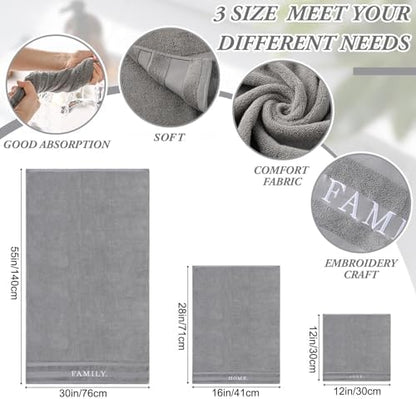 Hahafelt Decorative Bathroom Towel Set, Grey, Home Love Family