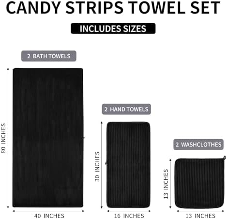 2 Piece Bath Sheets, 40"x80" Microfiber Bath Towels, Black