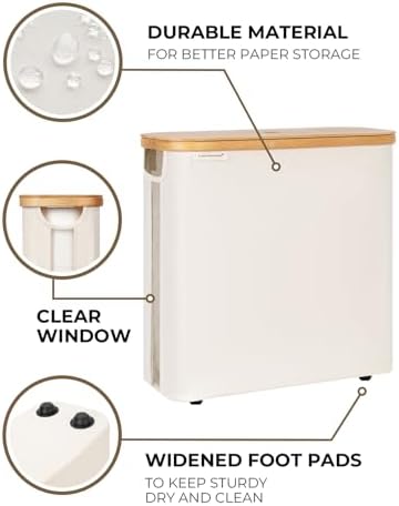 StorageWorks Toilet Paper Storage Basket with Bamboo Lid & Window