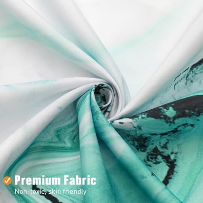 Teal Blue Marble Fabric Shower Curtain, Abstract Watercolor, 72 x 72