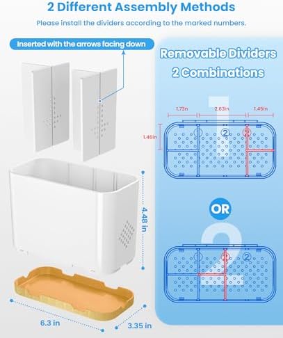 Toothbrush and Toothpaste Holders for Bathrooms Countertop - Detachable 5 Slots Kids Electric Toothbrush Holders Set Wall Mounted with Removable Dividers for Bathroom Decor and Accessories Organizer