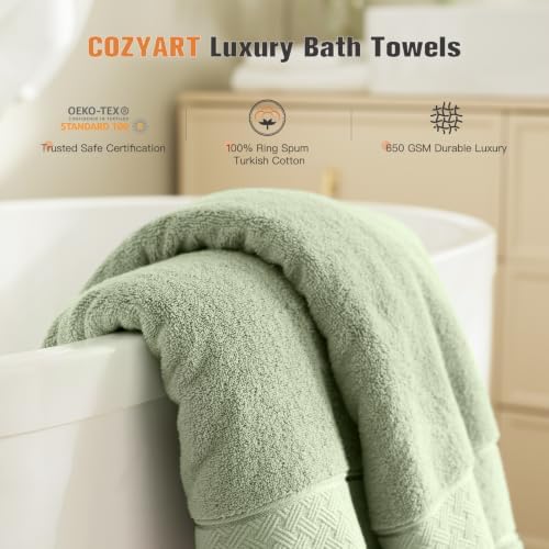 COZYART Bath Towel Set 6 PCS, Luxury 100% Turkish Cotton 650GSM Ultra Soft