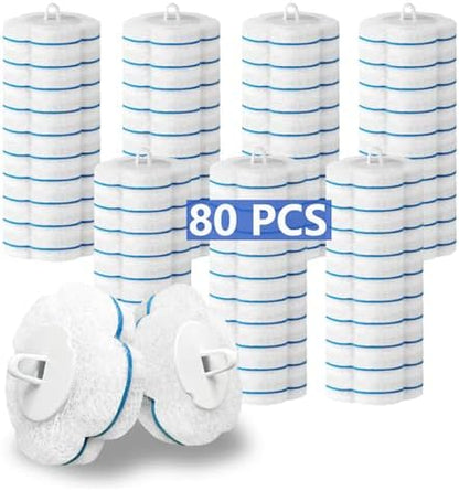 80 PCS Disposable Toilet Brush Cleaner Refills，Toilet Bowl Brush Handle Refills Cleaning System Replacement Heads Cleaner Pads for Bathtub Wash Basin (Only Refills，Only Fits Ucaimao) - White