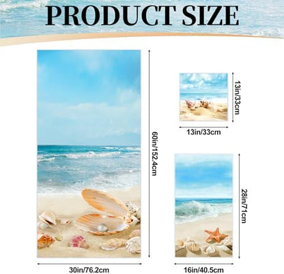 Moukeren Set of 3 Beach Bath Towels, Decorative Sea Towels for Bathroom